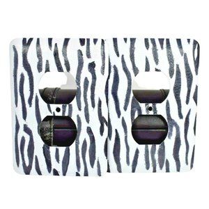 TayMac Zebra Print Metal Wall Outlet Covers 4 pack